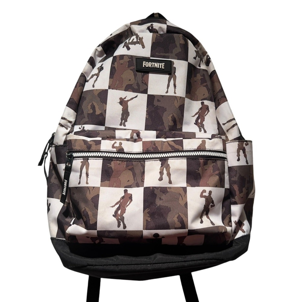 Fortnite Camo Checkerboard Backpack‎ 18in School Gaming Bag Unisex